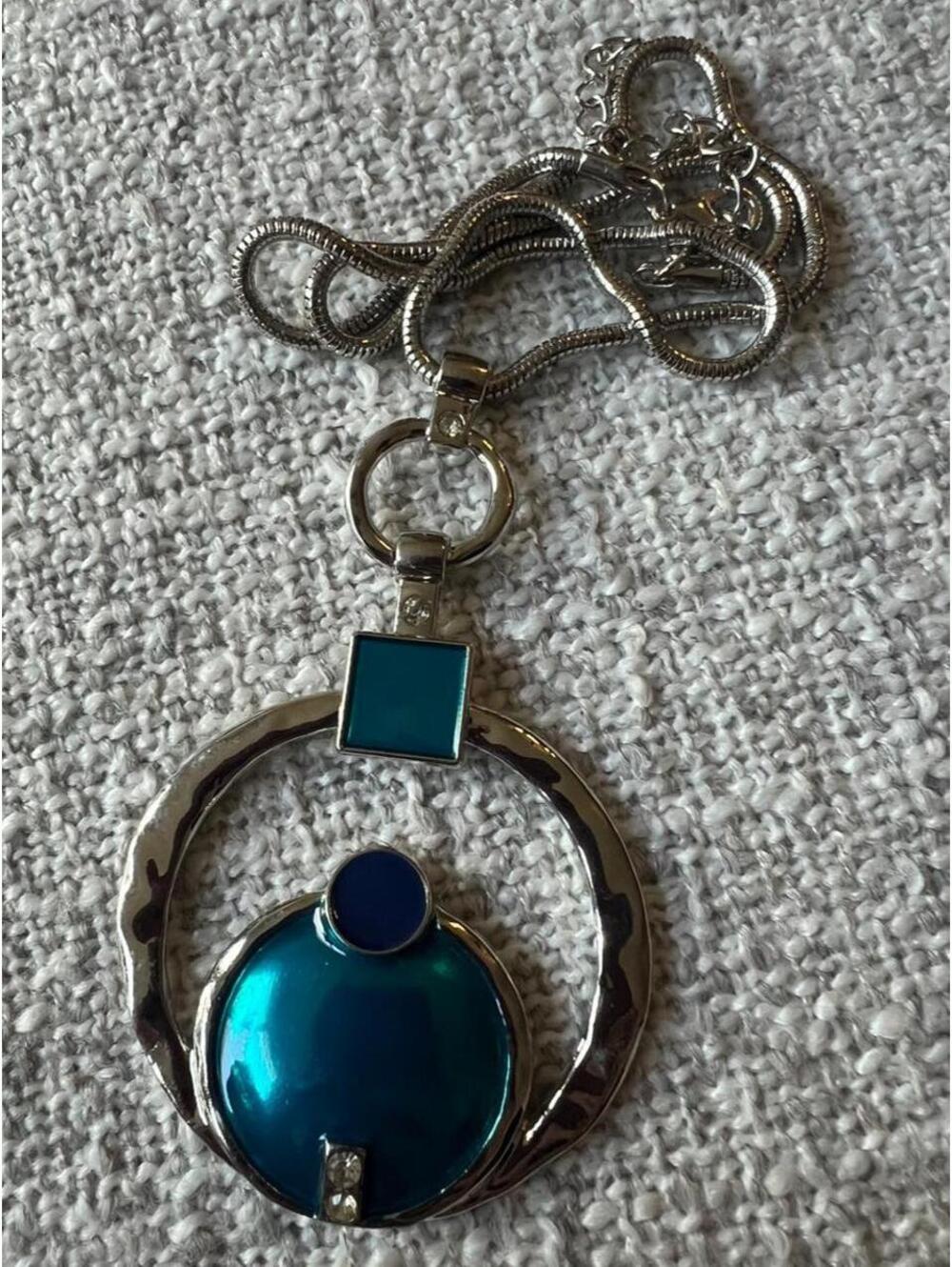 Blue Disc Pendant Necklace